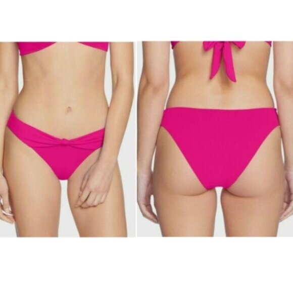 NWOT Robin Piccone Olivia Knot Front High Leg Bikini Bottoms - L - Picture 1 of 5